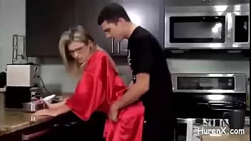Fuck with blonde milf in kitchen watch online