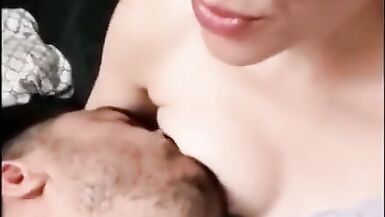 MILF Gets Double Orgasm from Breastfeeding her Husband watch online