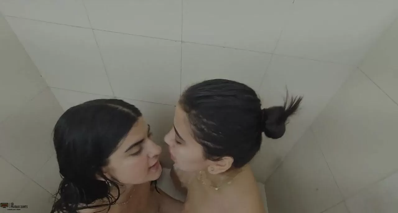 Large Shower Porn - Cute large gazoo lesbian babes take up with the tongue their delightful  twats whilst taking a shower - Porn in Spanish watch online