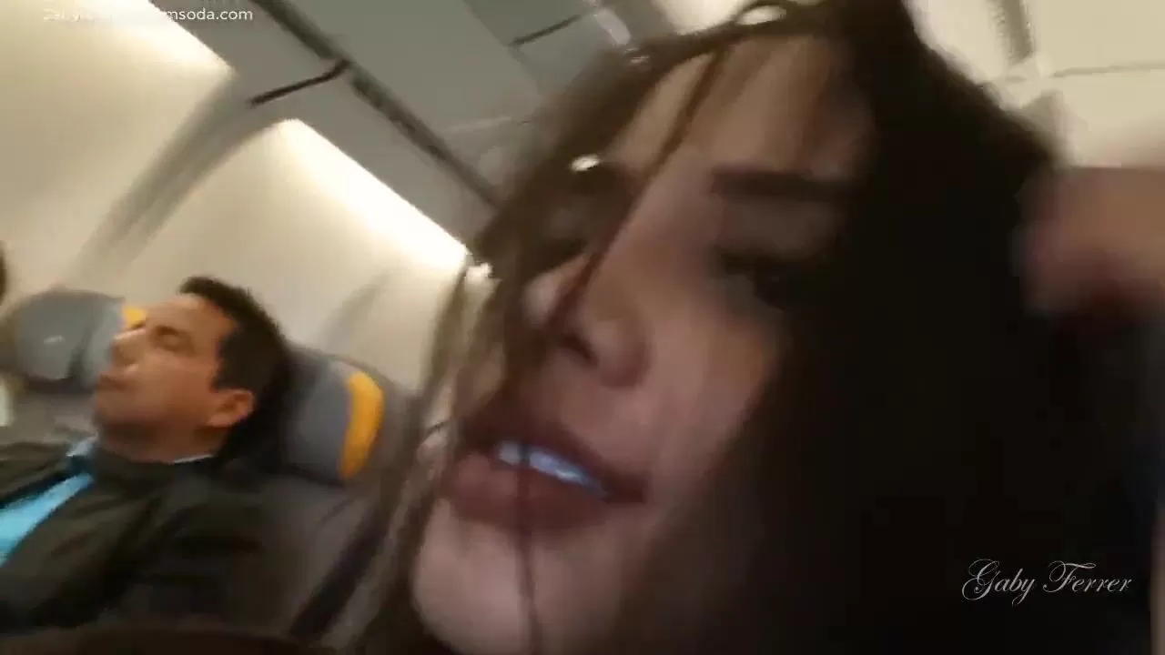 Hot Latina plays with Pussy and Big Tits in Public Plane watch online photo